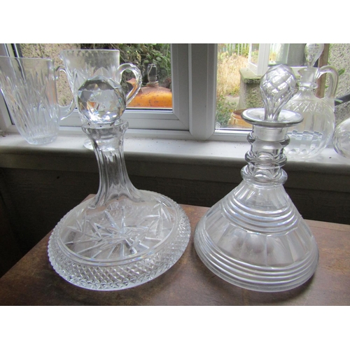 67 - Two Irish Cut Crystal Ship Decanters Each Approximately 12 Inches High