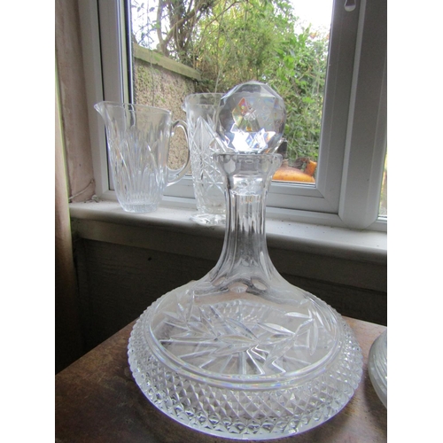 67 - Two Irish Cut Crystal Ship Decanters Each Approximately 12 Inches High