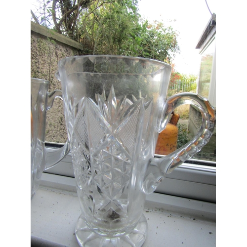 68 - Two Irish Cut Crystal Lemonade Jugs Each Tallest Approximately 11 Inches High