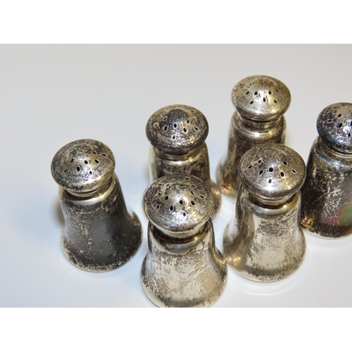 686 - Set of Six Silver Neat Form Salt and Peppers