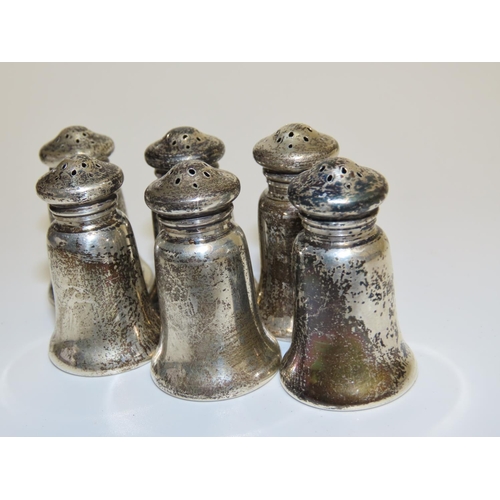 686 - Set of Six Silver Neat Form Salt and Peppers