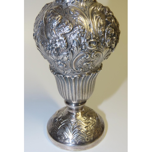 696 - Silver Sugar Sifter with Dolphin Motif Finial Decoration Pedestal Form Insist Decoration Throughout ... 