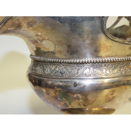 697 - Large Silver Pouring Boat Bore Motif Ring Decorated Handle Turned Pedestal Form Attractively Detaile... 