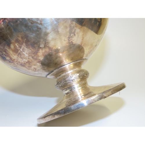 697 - Large Silver Pouring Boat Bore Motif Ring Decorated Handle Turned Pedestal Form Attractively Detaile... 