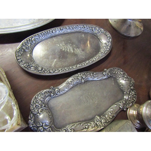 698 - Two Silver Table Dishes Emboss Decoration Largest Approximately 8 Inches Wide