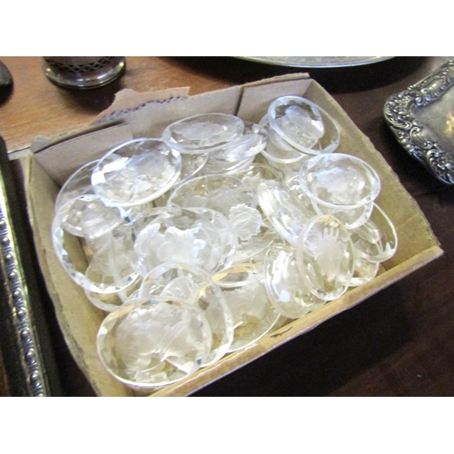 699 - Box of Various Cut and Engraved Crystal Intaglios Quantity As Photographed