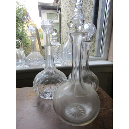 70 - Three Irish Cut Crystal Decanters Tallest Approximately 12 Inches High