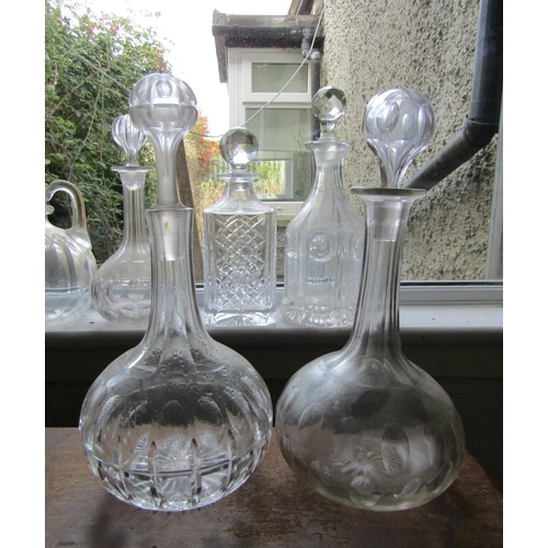 70 - Three Irish Cut Crystal Decanters Tallest Approximately 12 Inches High