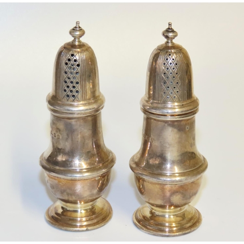 708 - Pair of Silver Pedestal Form Salt and Peppers