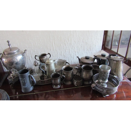 71 - Collection of Various Antique Silver Plate Including Samovar etc Quantity As Photographed