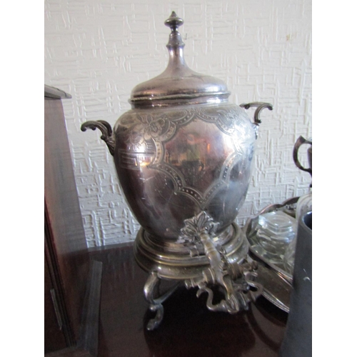 71 - Collection of Various Antique Silver Plate Including Samovar etc Quantity As Photographed