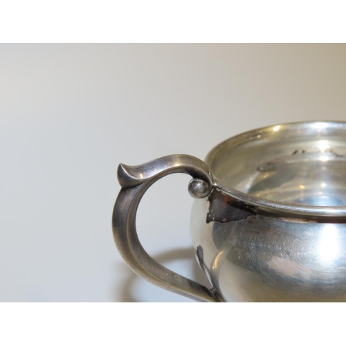 716 - Silver Twin Handled Sugar Bowl Circular Globe Form