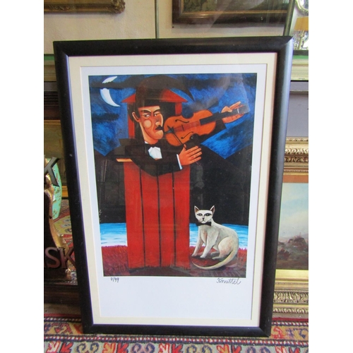 718 - Graham Knuttel Signed Fine Art Lithograph Mr Punch Numbered by the Artist Approximately 32 Inches Hi... 