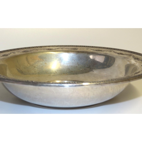 728 - Large Silver Table Dish Bossed Edge Decoration Restrained Form Approximately 9 Inches Diameter