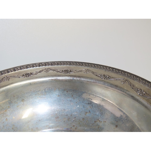 728 - Large Silver Table Dish Bossed Edge Decoration Restrained Form Approximately 9 Inches Diameter