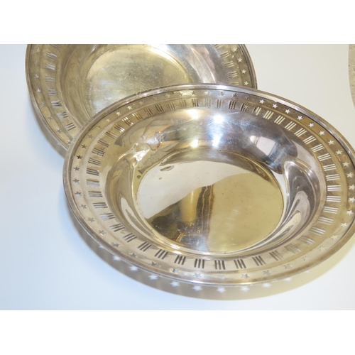 729 - Pair of Silver Table Dishes Pierced Decoration Each Approximately 8 Inches Diameter