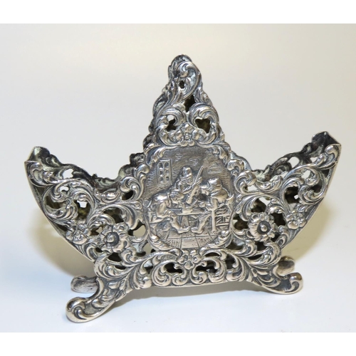 734 - Silver Letter Holder Decorated with Tavern Scene Rococo Motifs Form