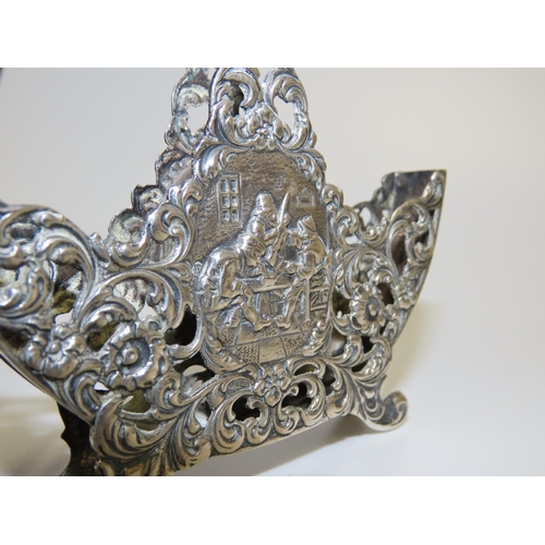 734 - Silver Letter Holder Decorated with Tavern Scene Rococo Motifs Form