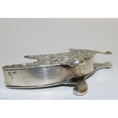 734 - Silver Letter Holder Decorated with Tavern Scene Rococo Motifs Form