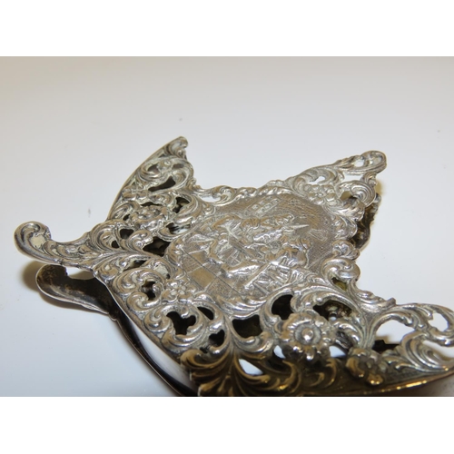 734 - Silver Letter Holder Decorated with Tavern Scene Rococo Motifs Form