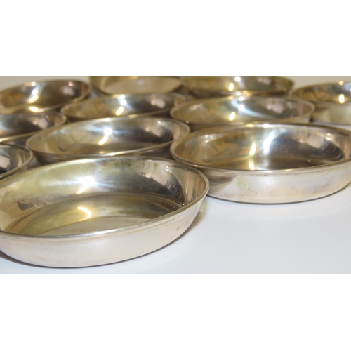 737 - Set of Twelve Silver Sweetmeat Dishes Restrained Circular Form