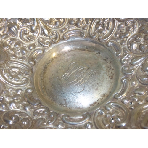 742 - Silver Shaped Form Strawberry Dish Emboss Decoration