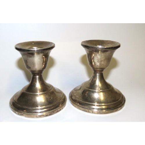 749 - Pair of Silver Turned Pedestal Candle Sticks