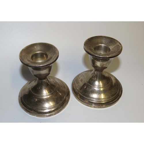 749 - Pair of Silver Turned Pedestal Candle Sticks