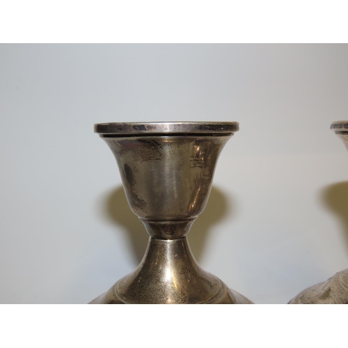 749 - Pair of Silver Turned Pedestal Candle Sticks