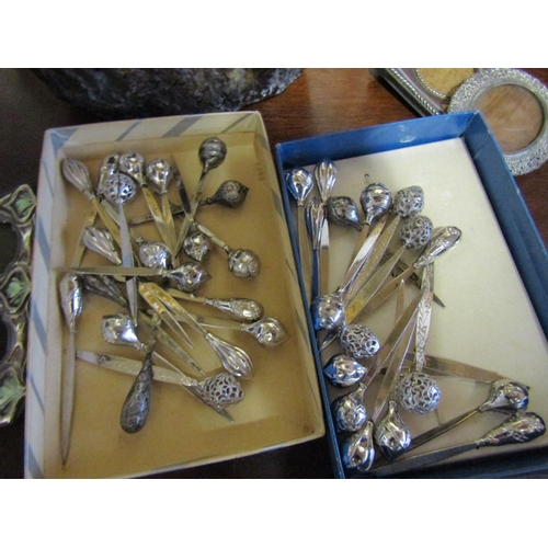 752 - Quantity of Various Silver Plated Corn on the Cob Picks contained with Two Boxes