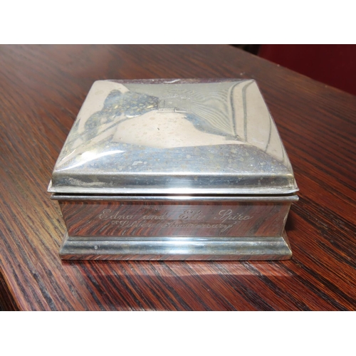 756 - Silver Cigarette Box Hinged Cover Square Form