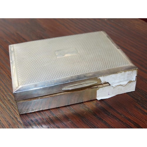 758 - Silver Cigarette Box Hinged Cover Cedarwood Lined