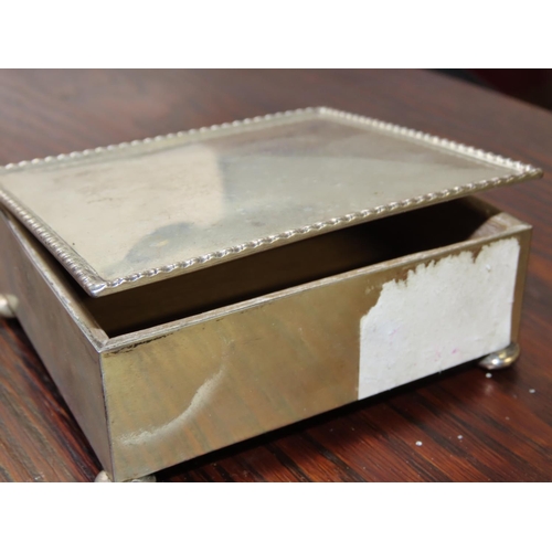 Silver Cigarette Box Rectangular Form Hinged Cover Bun Supports
