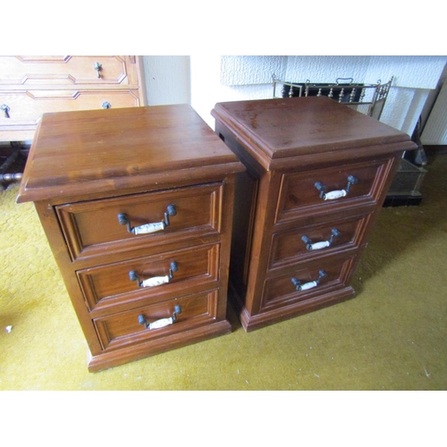 76 - Pair of Mahogany Three Door Side Lockers Each Approximately 16 Inches Wide x 28 Inches High