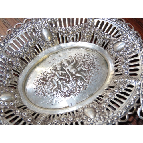 761 - Pair of Silver Table Dishes Cherub Motif Decoration to Both Attractively Detailed