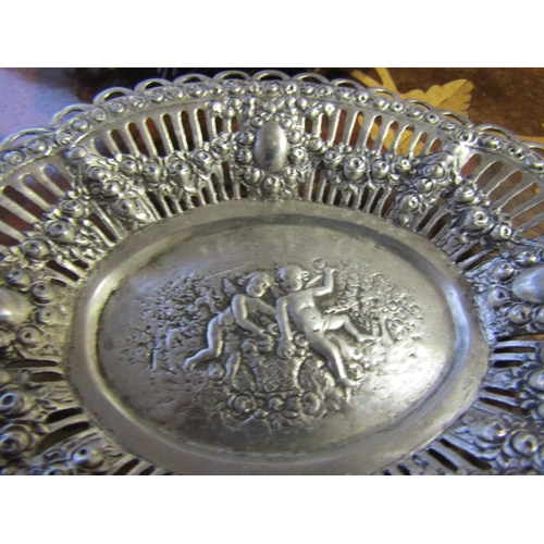 761 - Pair of Silver Table Dishes Cherub Motif Decoration to Both Attractively Detailed