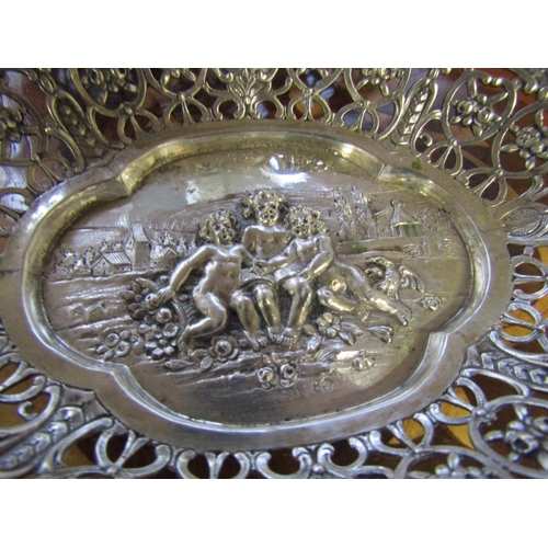 762 - Pair of Silver Table Dishes Shaped Form Cherub Motif Decoration to Each