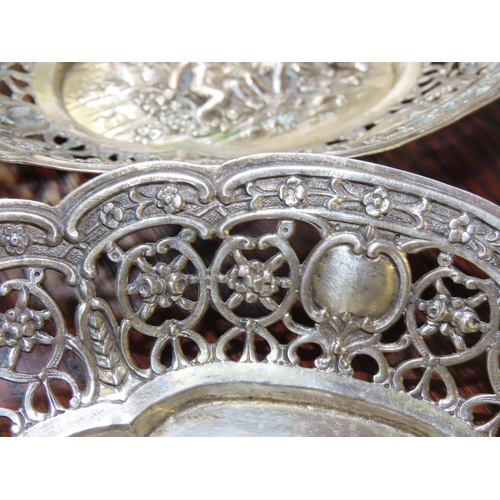 762 - Pair of Silver Table Dishes Shaped Form Cherub Motif Decoration to Each