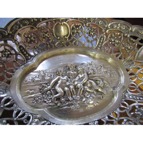 762 - Pair of Silver Table Dishes Shaped Form Cherub Motif Decoration to Each