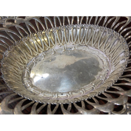 769 - Silver Bread Basket Shaped Form Open Fret Decoration Attractively Detailed