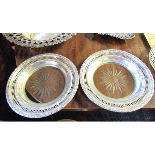 770 - Pair of Silver Mounted Nut Dishes Sunburst Engraved Decoration to Centres