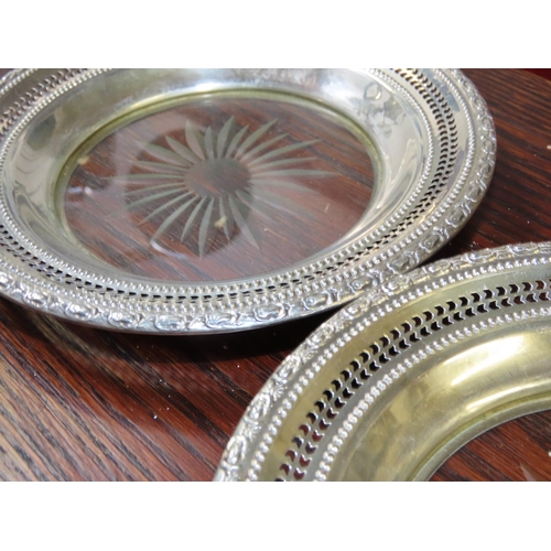 770 - Pair of Silver Mounted Nut Dishes Sunburst Engraved Decoration to Centres