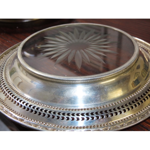 770 - Pair of Silver Mounted Nut Dishes Sunburst Engraved Decoration to Centres