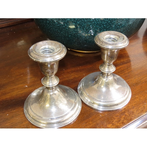 771 - Pair of Silver Turn Pedestal Form Candle Sticks