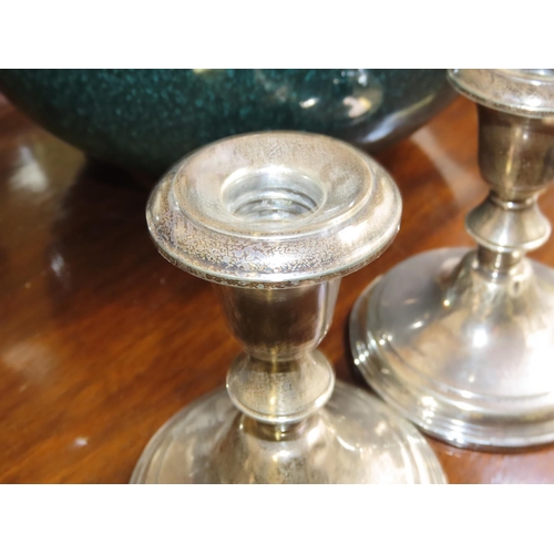 771 - Pair of Silver Turn Pedestal Form Candle Sticks