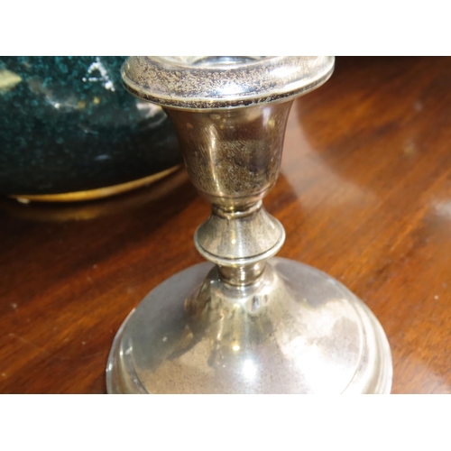 771 - Pair of Silver Turn Pedestal Form Candle Sticks