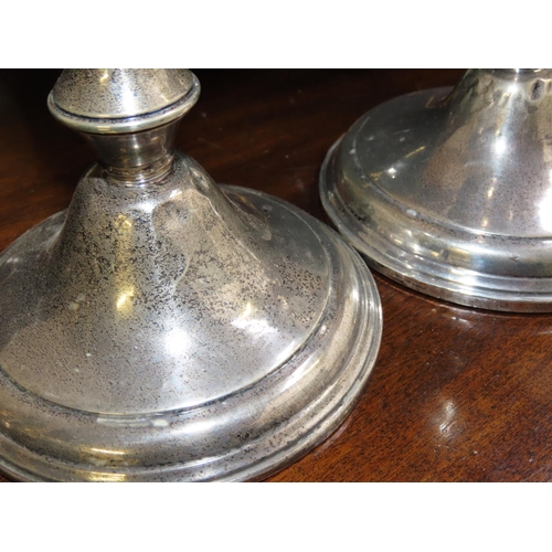 771 - Pair of Silver Turn Pedestal Form Candle Sticks