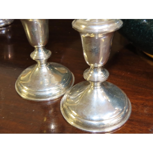 773 - Pair of Silver Turned Pedestal Candle Sticks