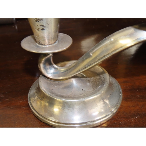 774 - Pair of Silver Modernist Form Twin Sconce Candle Rests