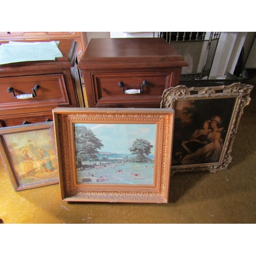 78 - Three Framed Prints Including Regency Carved Mahogany Frame Largest Approximately 16 Inches High x 2... 